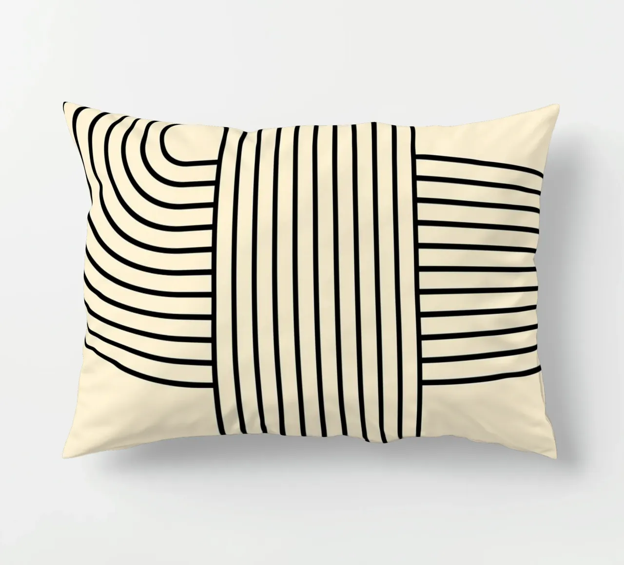 Bauhaus Curve Pattern | Black & White Abstract Print Kissen von PrintCessStudio
