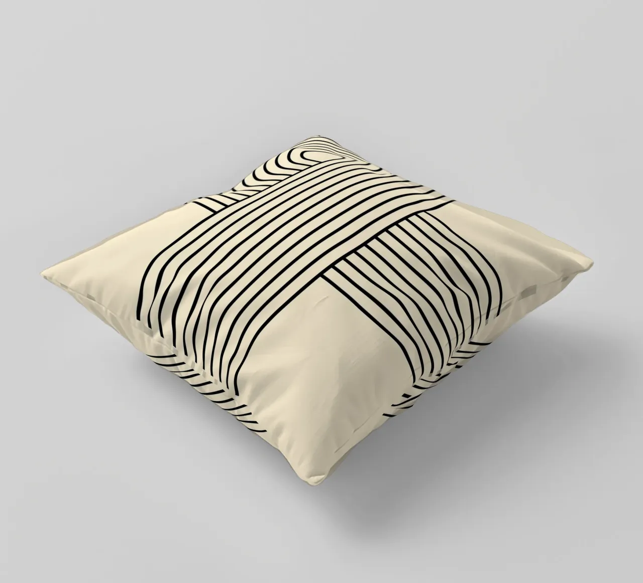 Bauhaus Curve Pattern | Black & White Abstract Print Kissen von PrintCessStudio