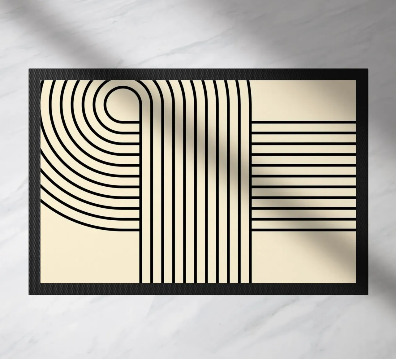 Bauhaus Curve Pattern | Black & White Abstract Print deurmat van PrintCessStudio