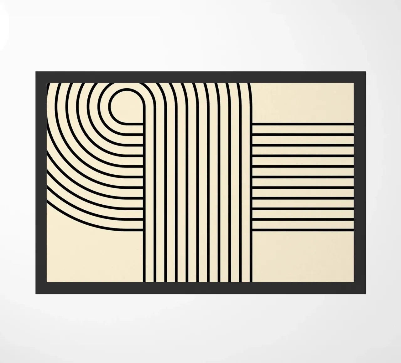 Bauhaus Curve Pattern | Black & White Abstract Print deurmat van PrintCessStudio