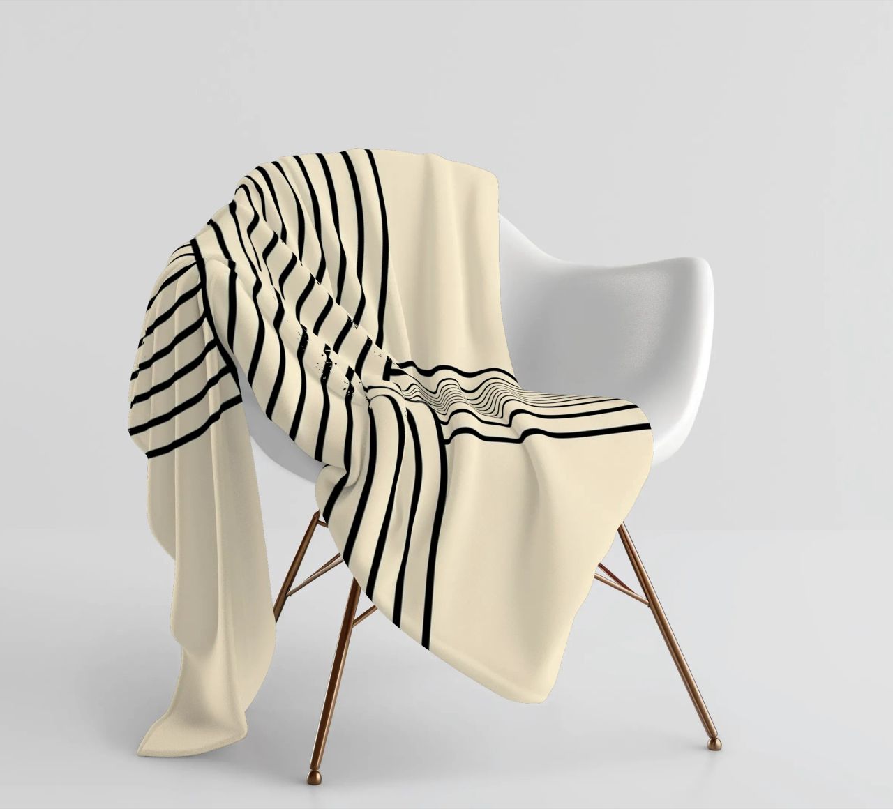Bauhaus Curve Pattern | Black & White Abstract Print coperta in pile da PrintCessStudio