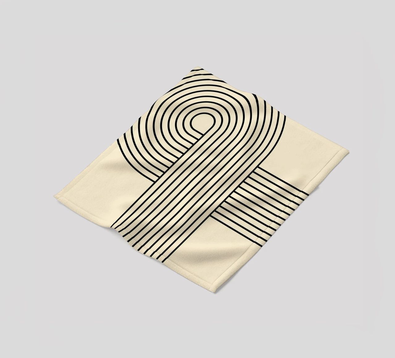 Bauhaus Curve Pattern | Black & White Abstract Print coperta in pile da PrintCessStudio