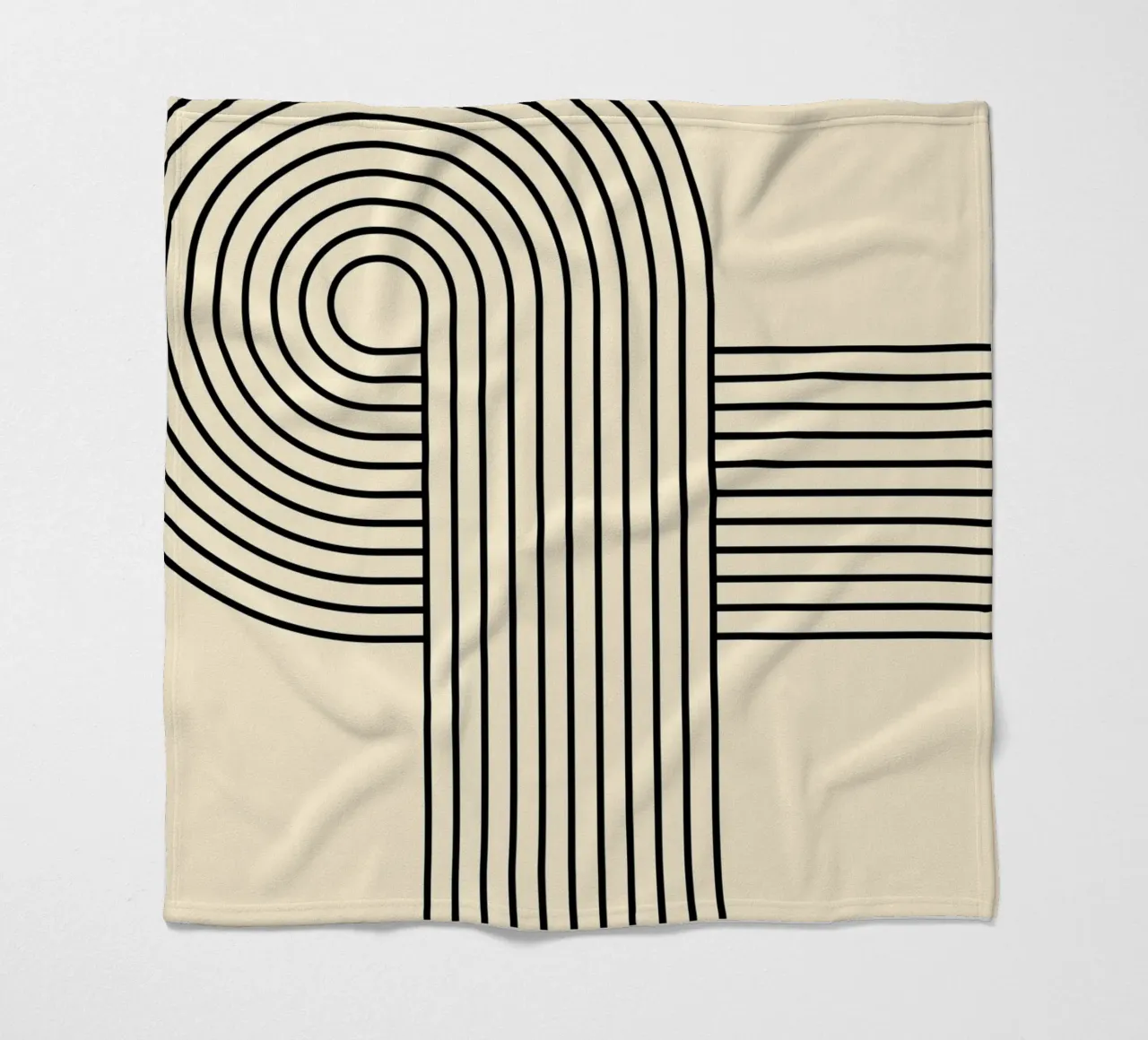 Bauhaus Curve Pattern | Black & White Abstract Print Fleecedecke von PrintCessStudio