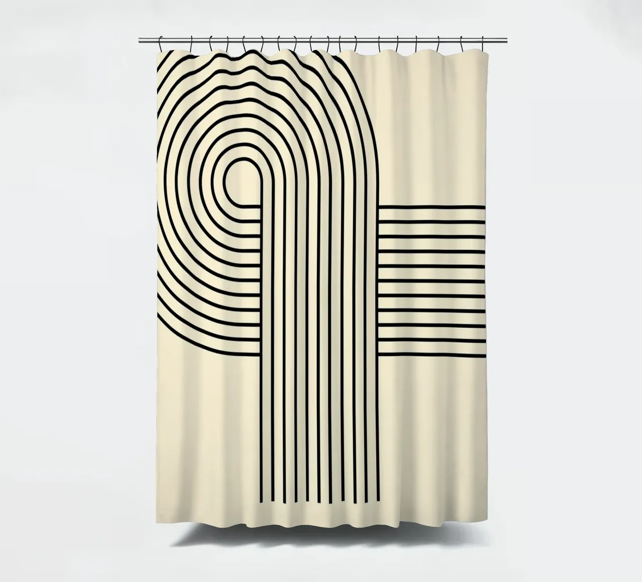 Bauhaus Curve Pattern | Black & White Abstract Print tenda da doccia da PrintCessStudio