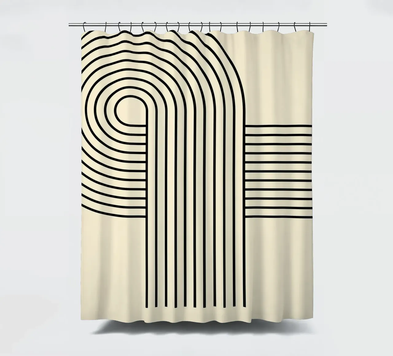 Bauhaus Curve Pattern | Black & White Abstract Print tenda da doccia da PrintCessStudio