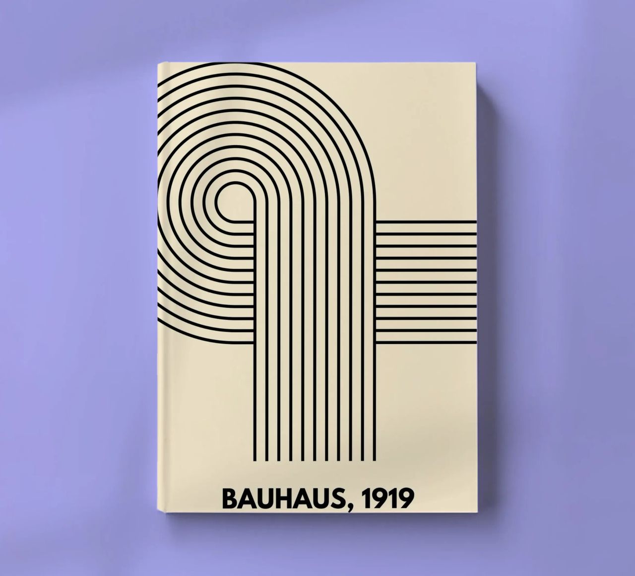 Bauhaus Curve Pattern | Black & White Abstract Print notebook by PrintCessStudio