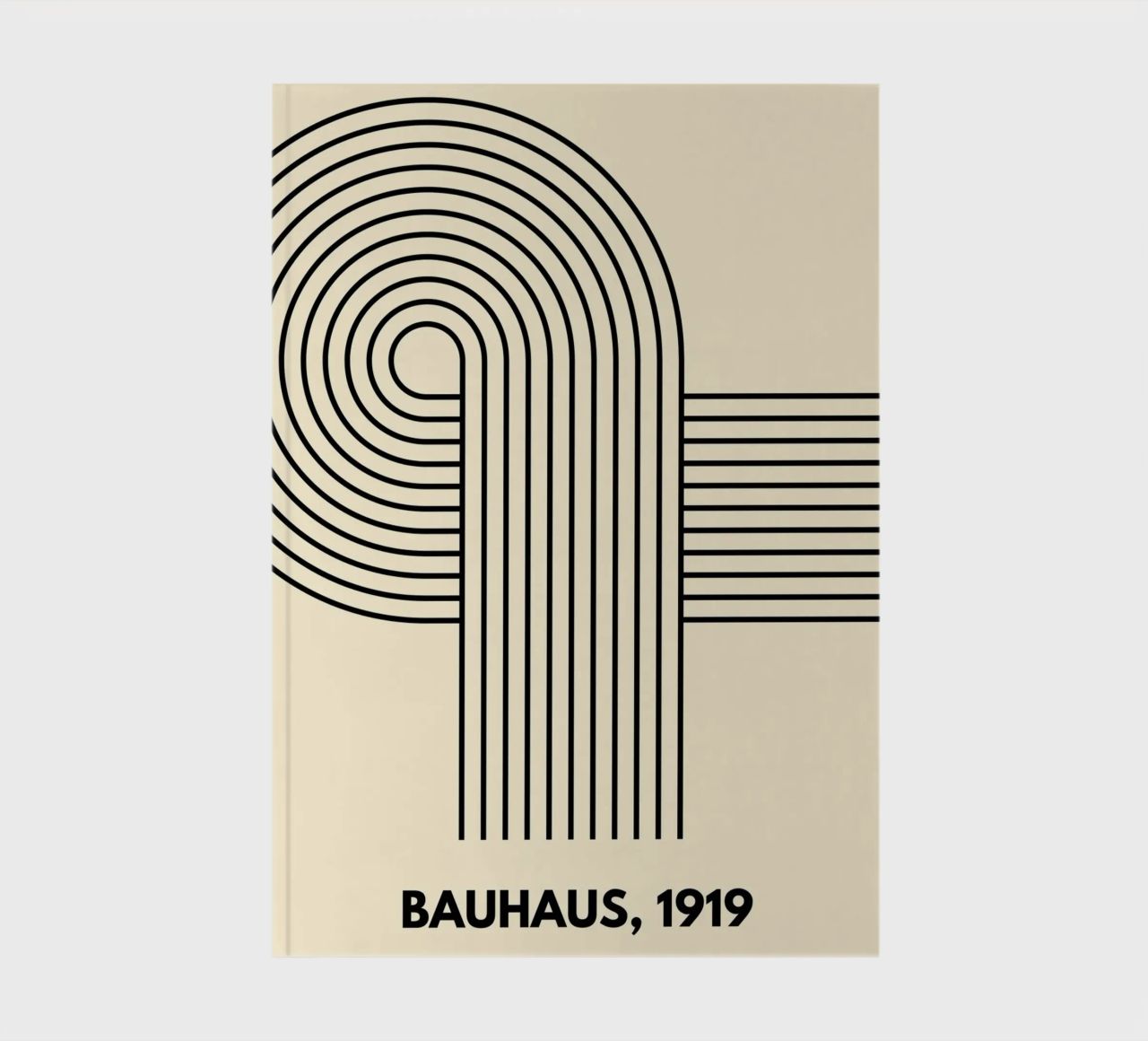 Bauhaus Curve Pattern | Black & White Abstract Print notebook by PrintCessStudio