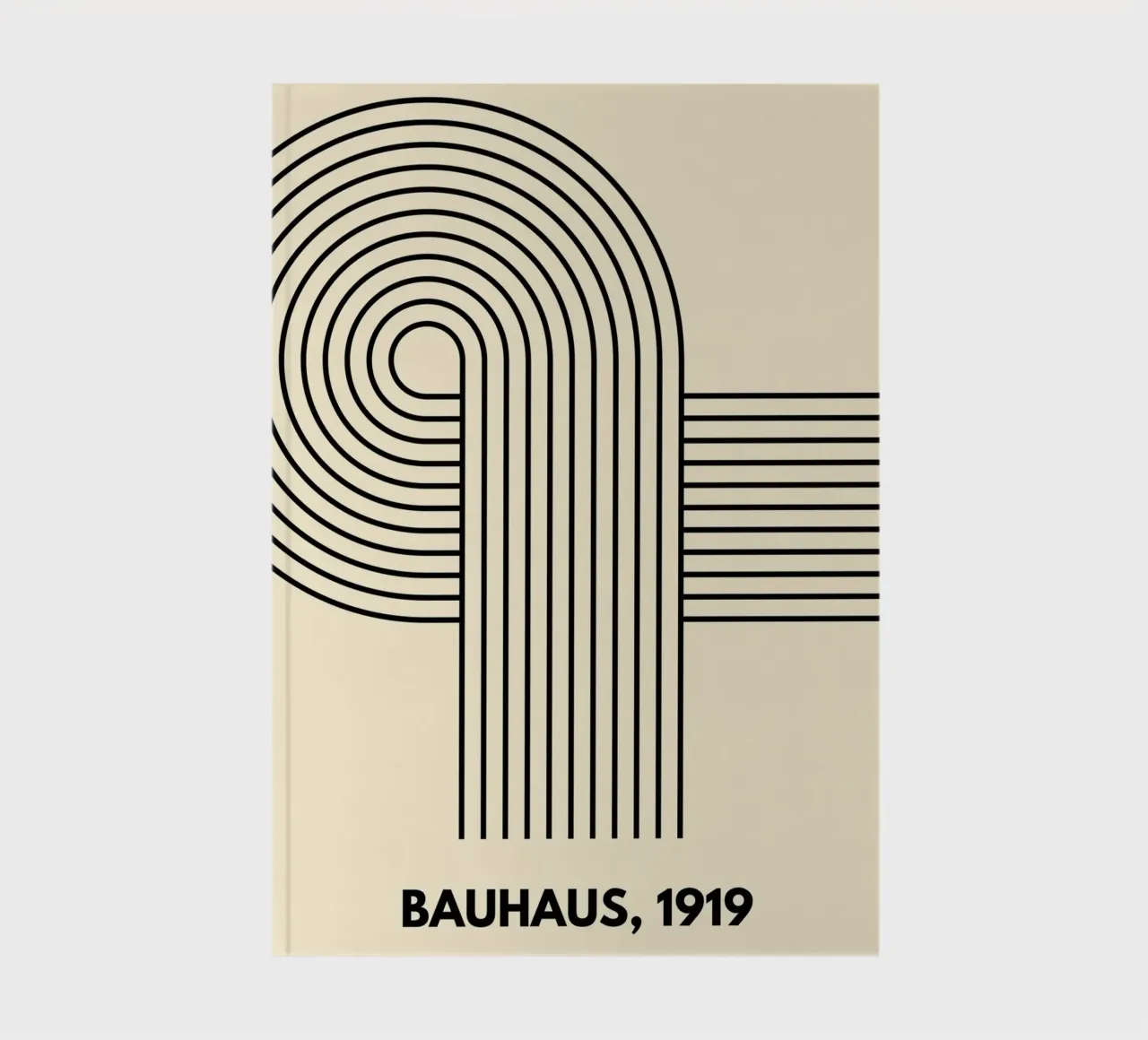 Bauhaus Curve Pattern | Black & White Abstract Print notitieboek van PrintCessStudio