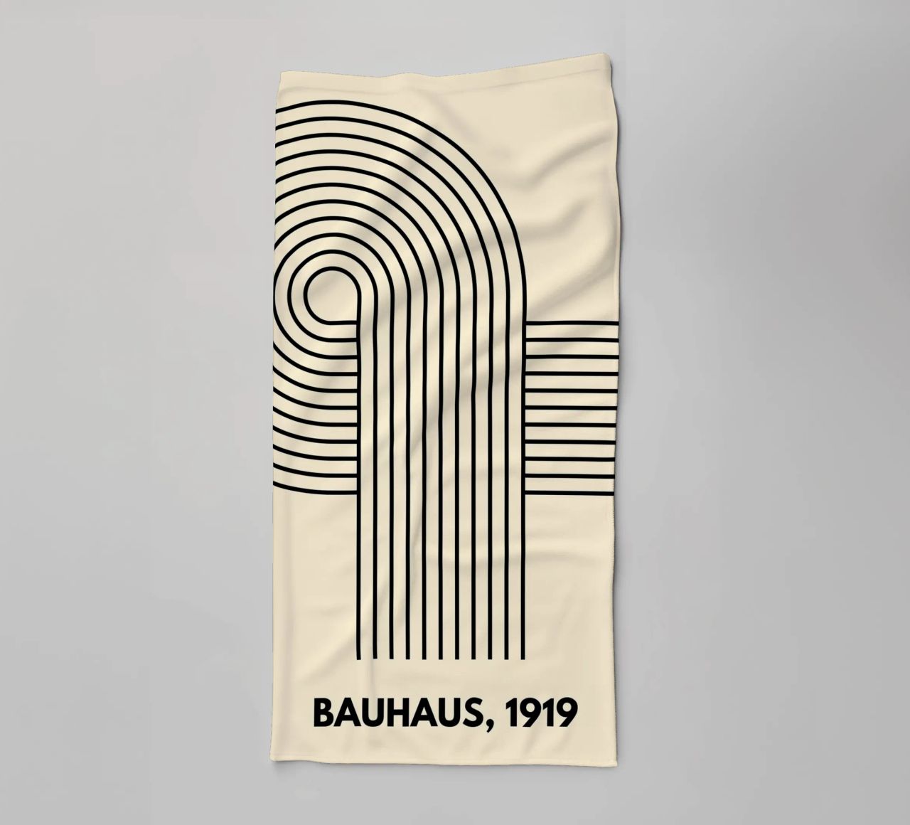 Bauhaus Curve Pattern | Black & White Abstract Print asciugamano da bagno da PrintCessStudio