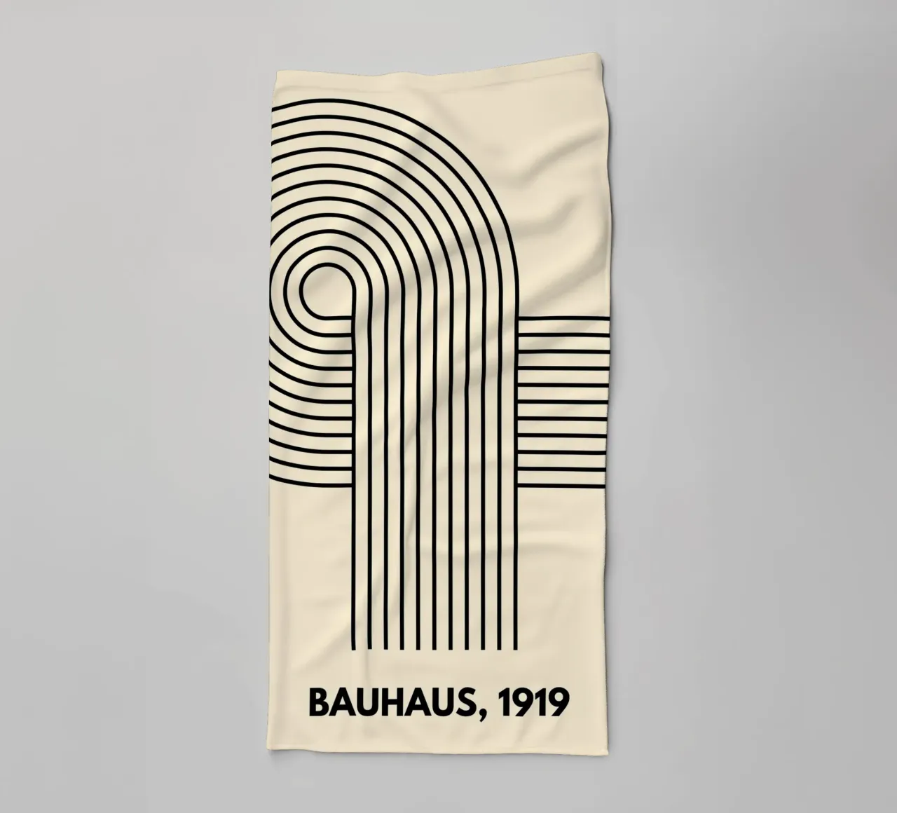 Bauhaus Curve Pattern | Black & White Abstract Print Handtuch von PrintCessStudio