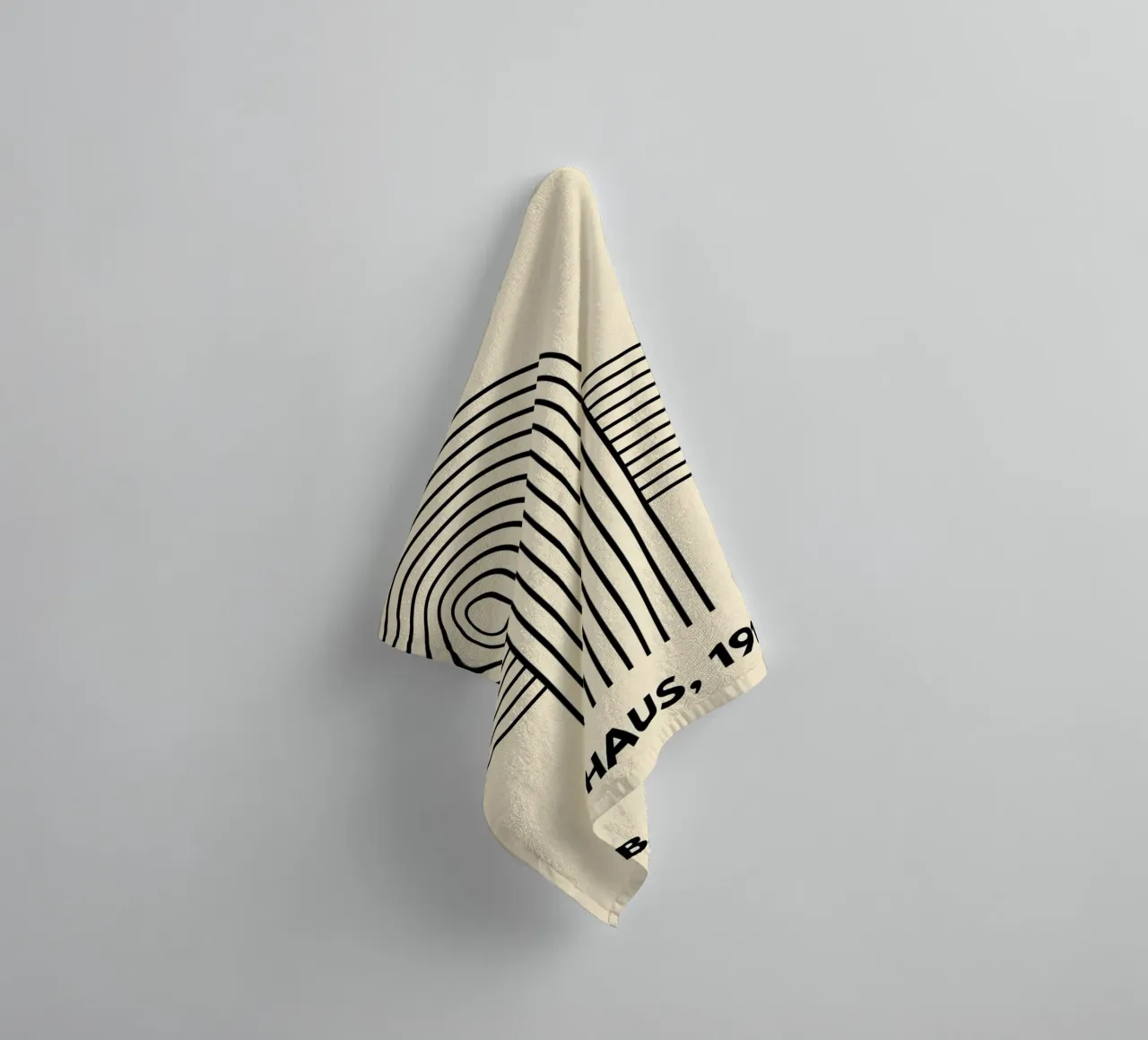 Bauhaus Curve Pattern | Black & White Abstract Print Handtuch von PrintCessStudio