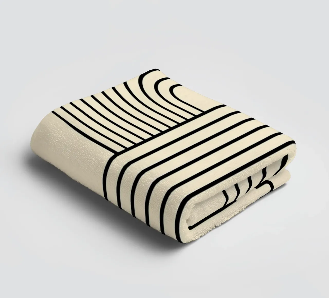 Bauhaus Curve Pattern | Black & White Abstract Print Handtuch von PrintCessStudio