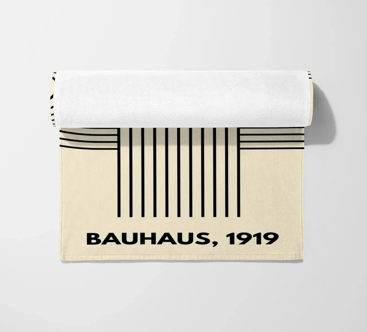 Bauhaus Curve Pattern | Black & White Abstract Print beach towel by PrintCessStudio