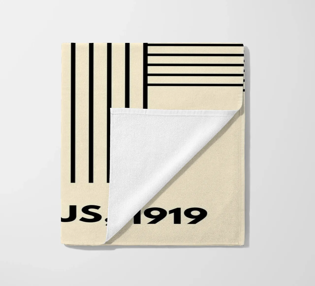 Bauhaus Curve Pattern | Black & White Abstract Print beach towel by PrintCessStudio