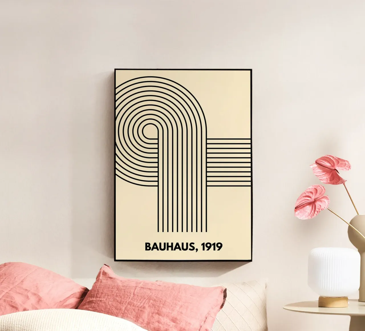 Bauhaus Curve Pattern | Black & White Abstract Print plexiglass da PrintCessStudio