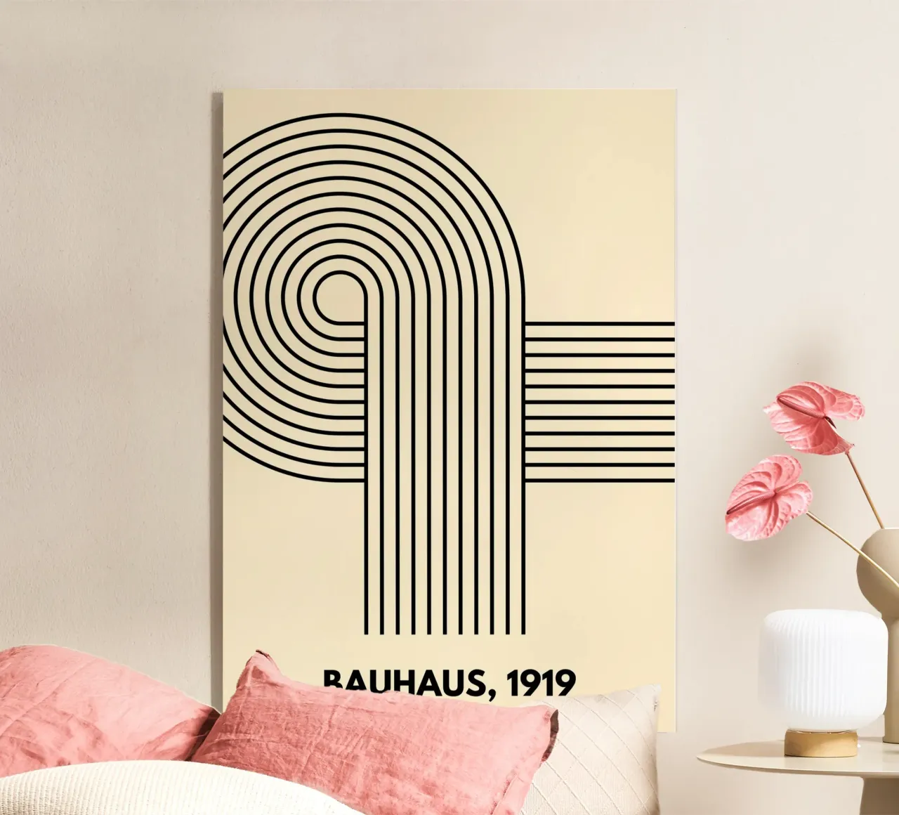 Bauhaus Curve Pattern | Black & White Abstract Print plexiglass da PrintCessStudio