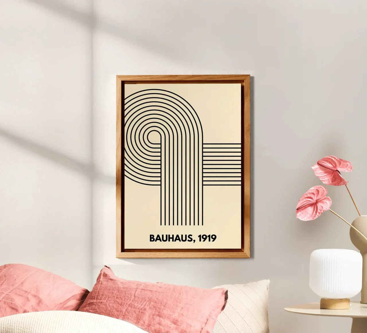 Bauhaus Curve Pattern | Black & White Abstract Print alluminio dibond da PrintCessStudio