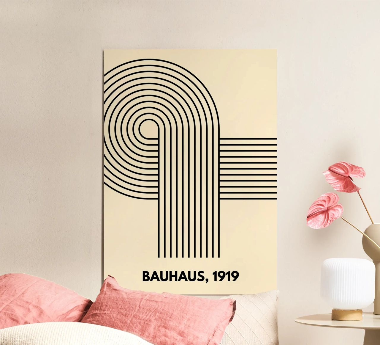 Bauhaus Curve Pattern | Black & White Abstract Print pannello forex da PrintCessStudio