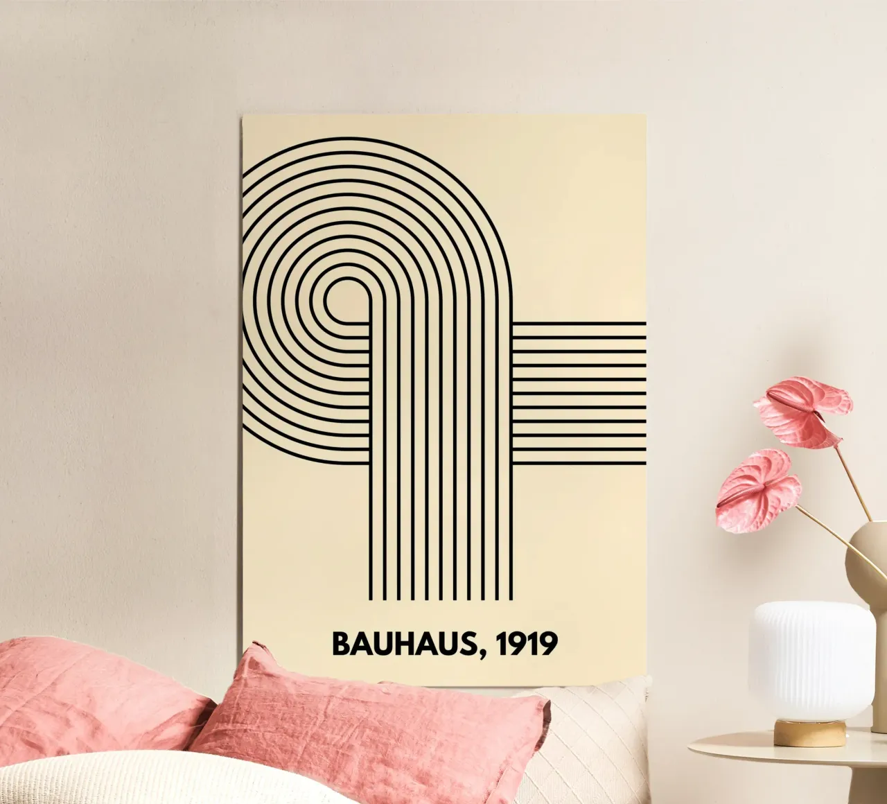 Bauhaus Curve Pattern | Black & White Abstract Print alluminio dibond da PrintCessStudio