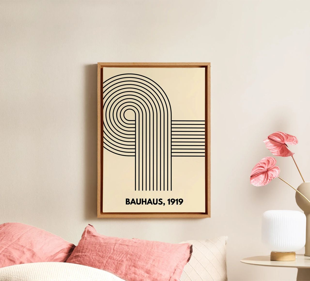 Bauhaus Curve Pattern | Black & White Abstract Print canvas by PrintCessStudio