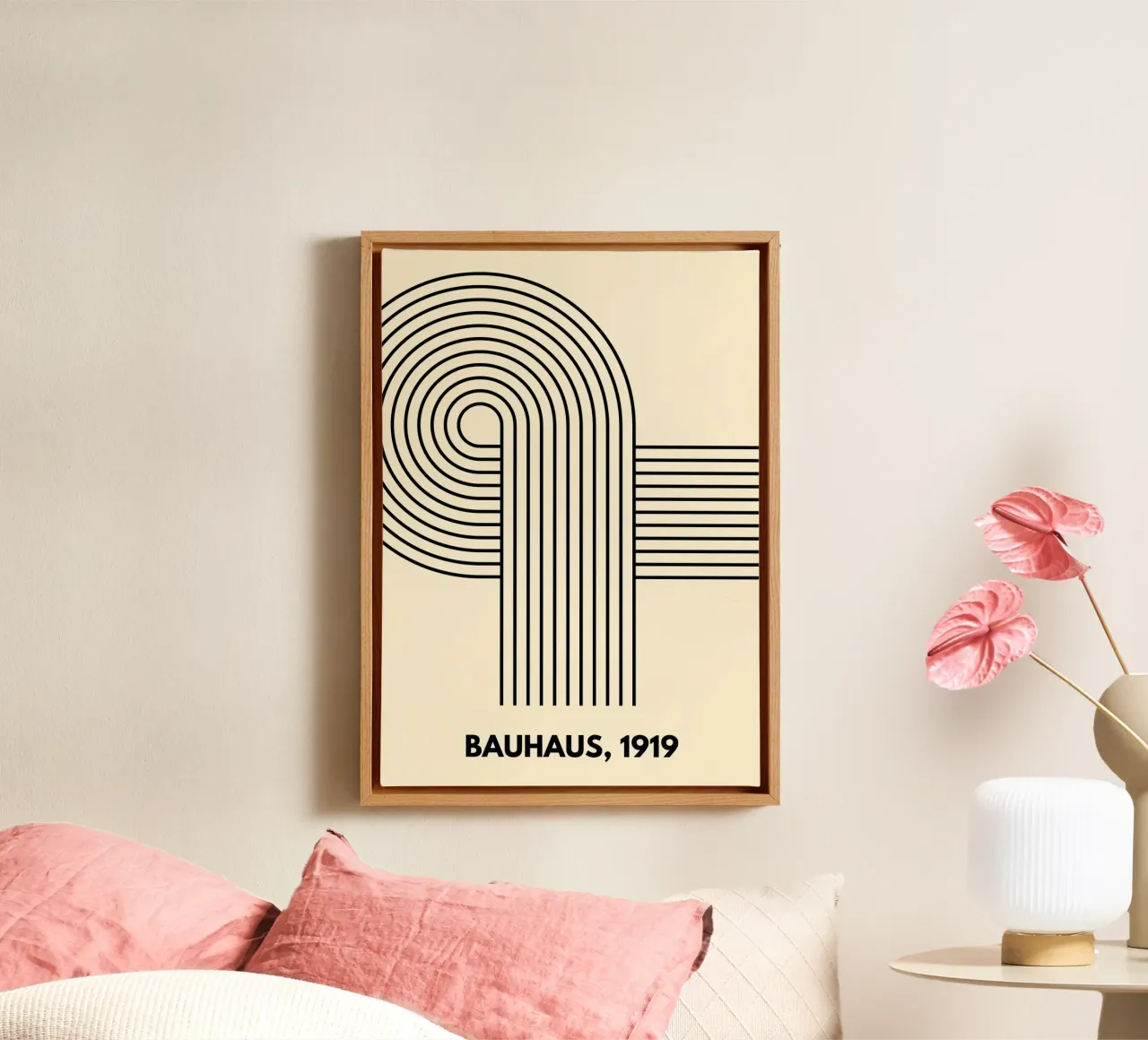 Bauhaus Curve Pattern | Black & White Abstract Print Leinwand von PrintCessStudio