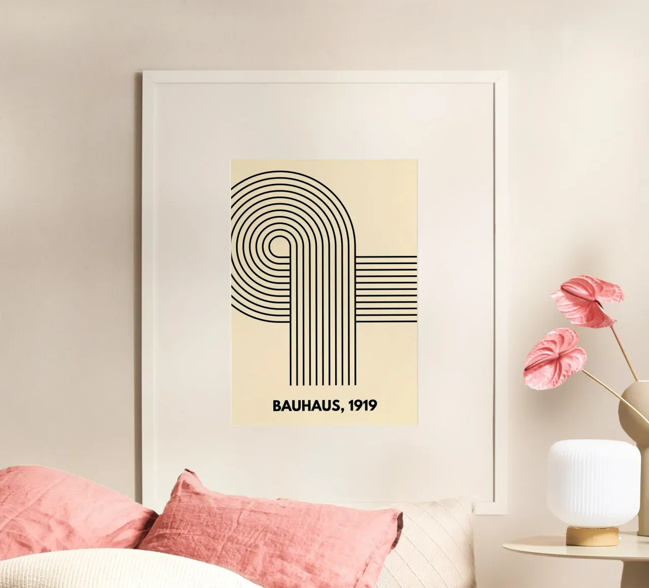 Bauhaus Curve Pattern | Black & White Abstract Print carta hahnemühle da PrintCessStudio