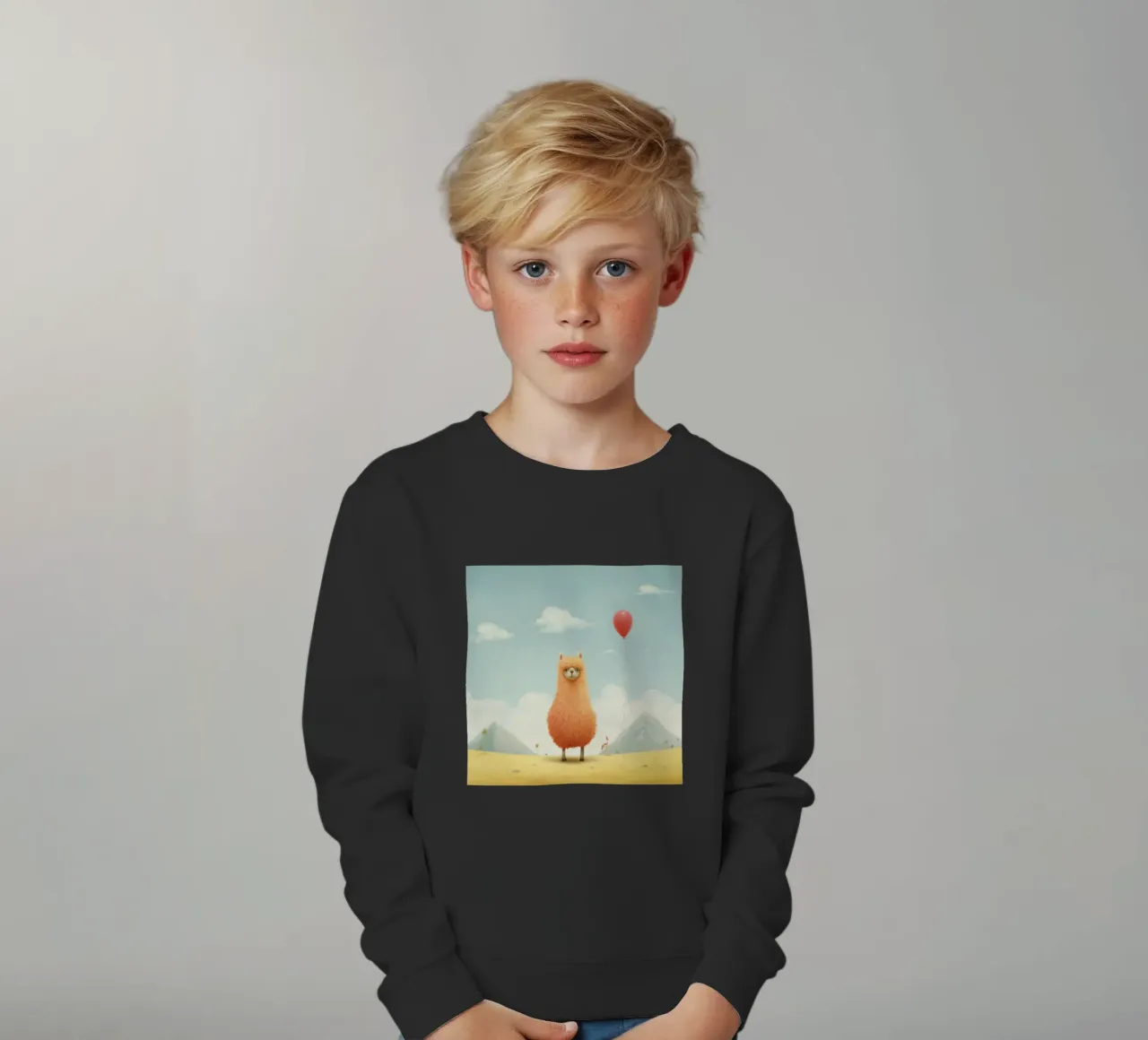 Alpaca minimale 1 felpa bambino da Minimal Animal Art