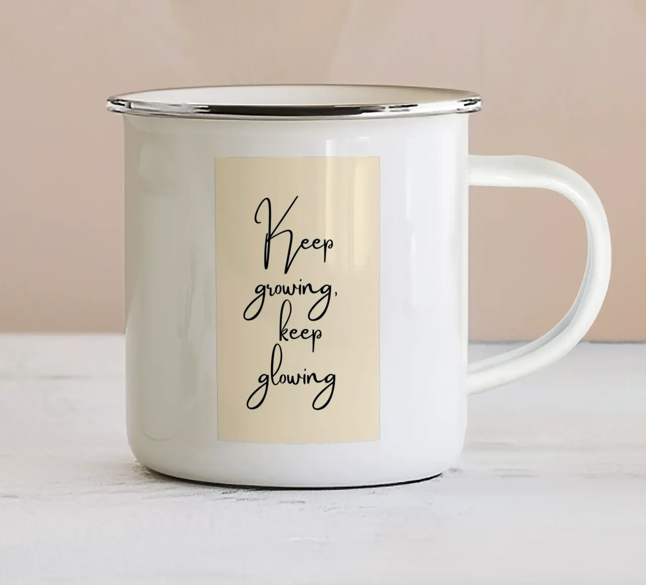 Keep Growing, Keep Glowing | Handwritten Quote Print tazza in smalto da PrintCessStudio