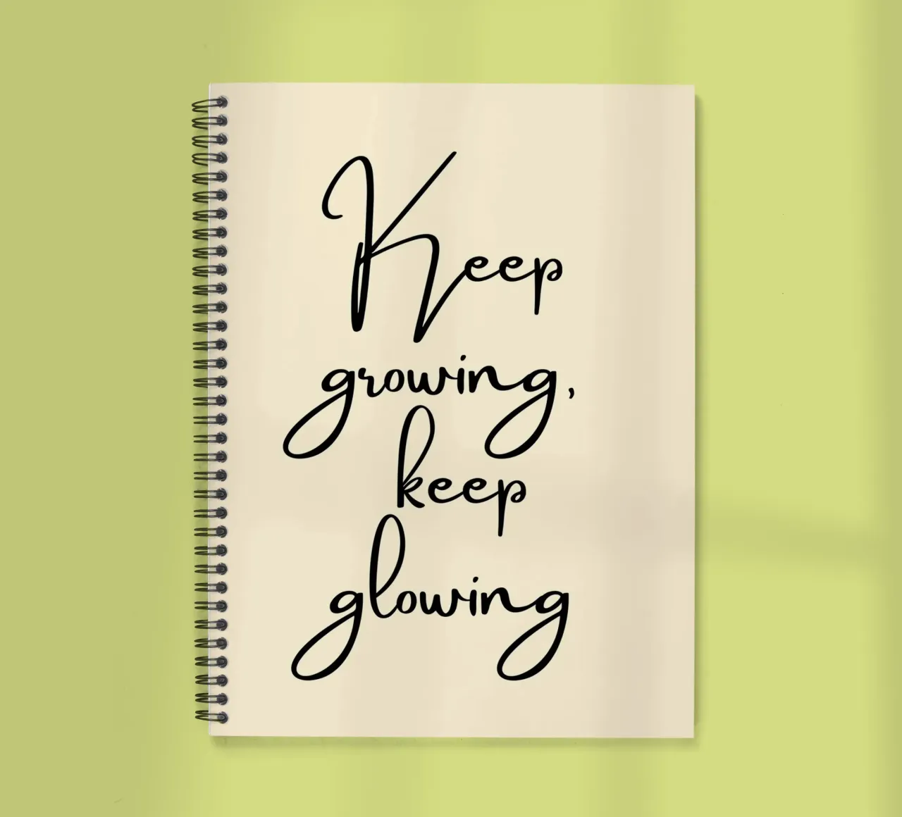 Keep Growing, Keep Glowing | Handwritten Quote Print spiral notebook by PrintCessStudio