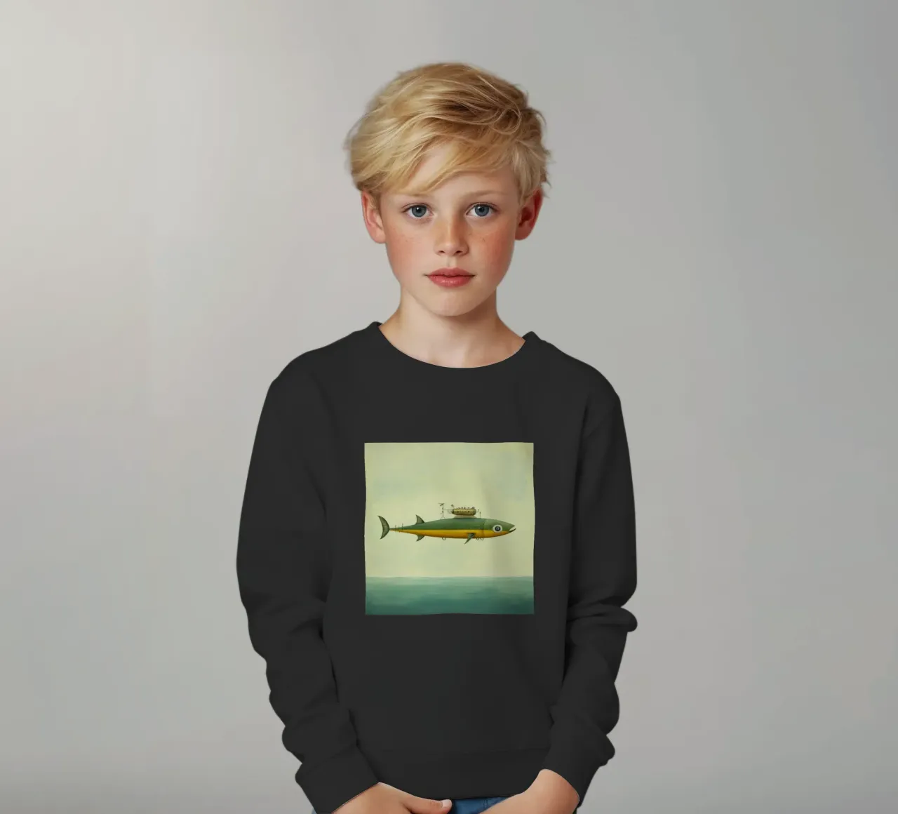 Acciuga minima 2 felpa bambino da Minimal Animal Art