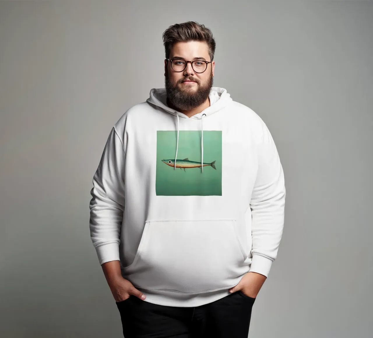 Acciuga minima 3 felpa con cappuccio da Minimal Animal Art