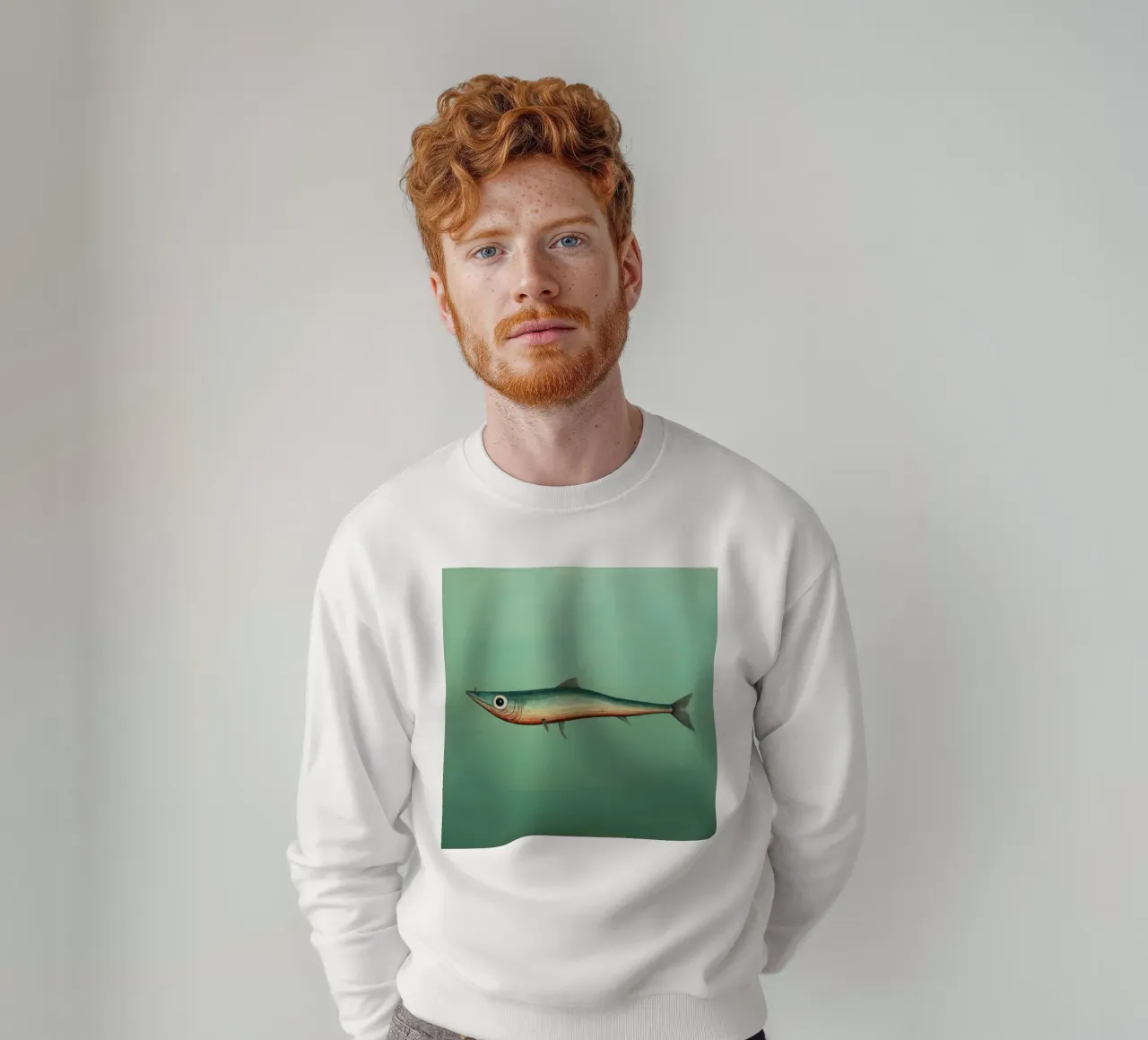 Minimale ansjovis 3 sweatshirt van Minimal Animal Art