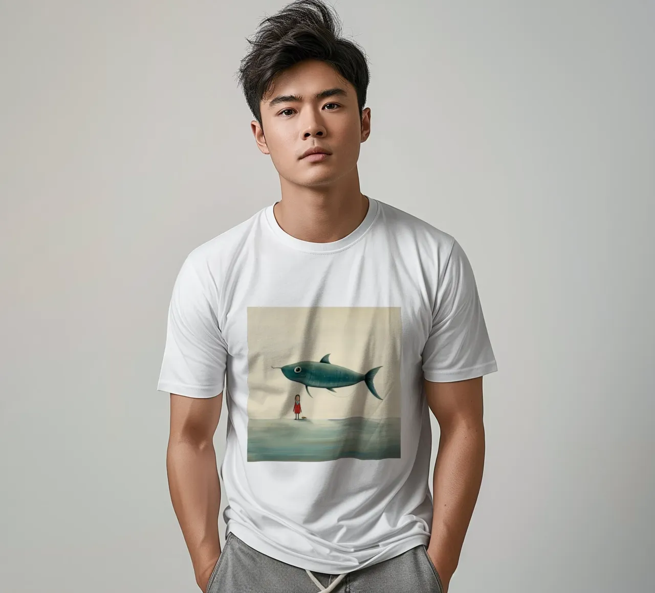 Acciuga minima 1 t-shirt da Minimal Animal Art