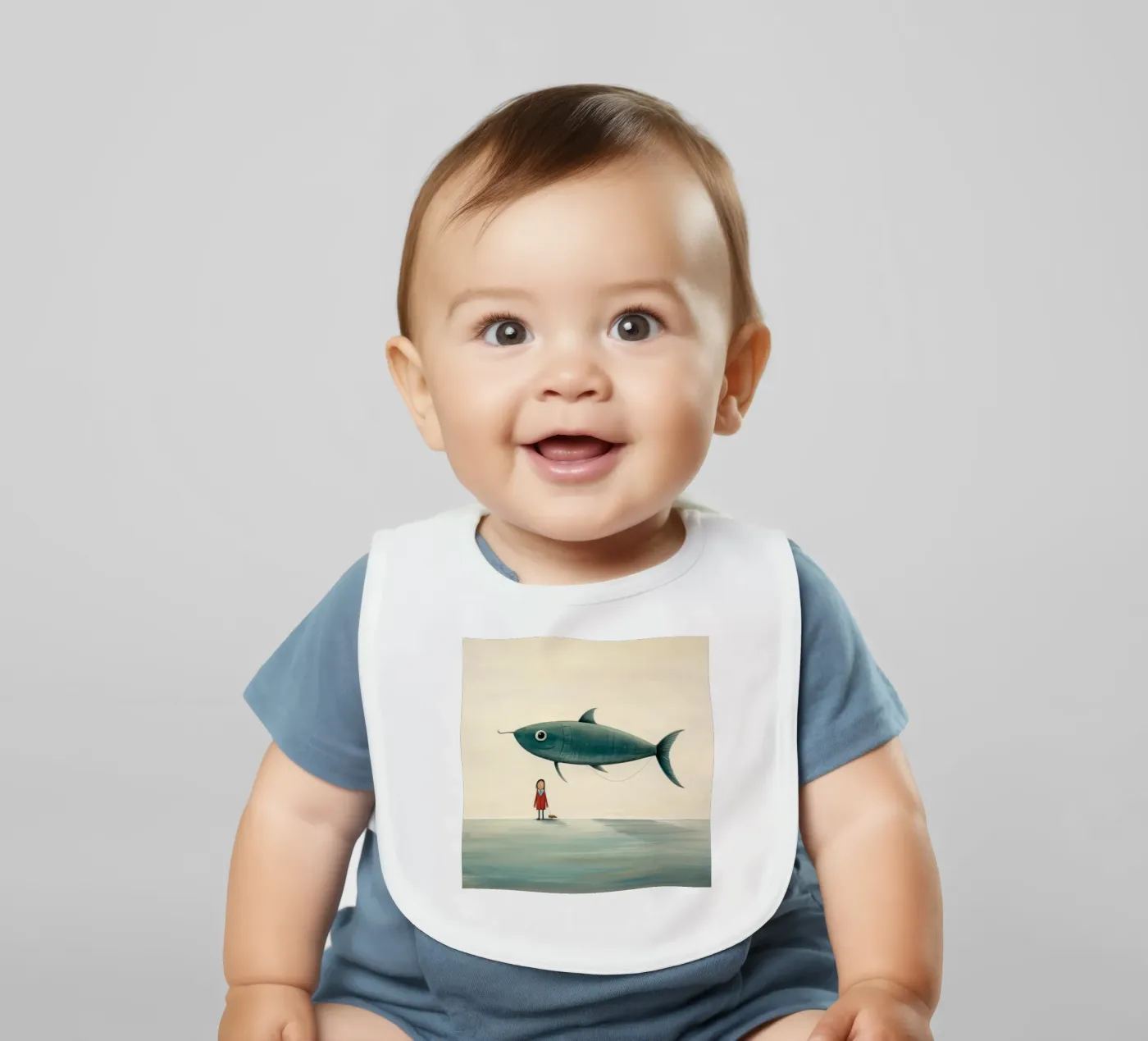 Minimale ansjovis baby slabbetje van Minimal Animal Art