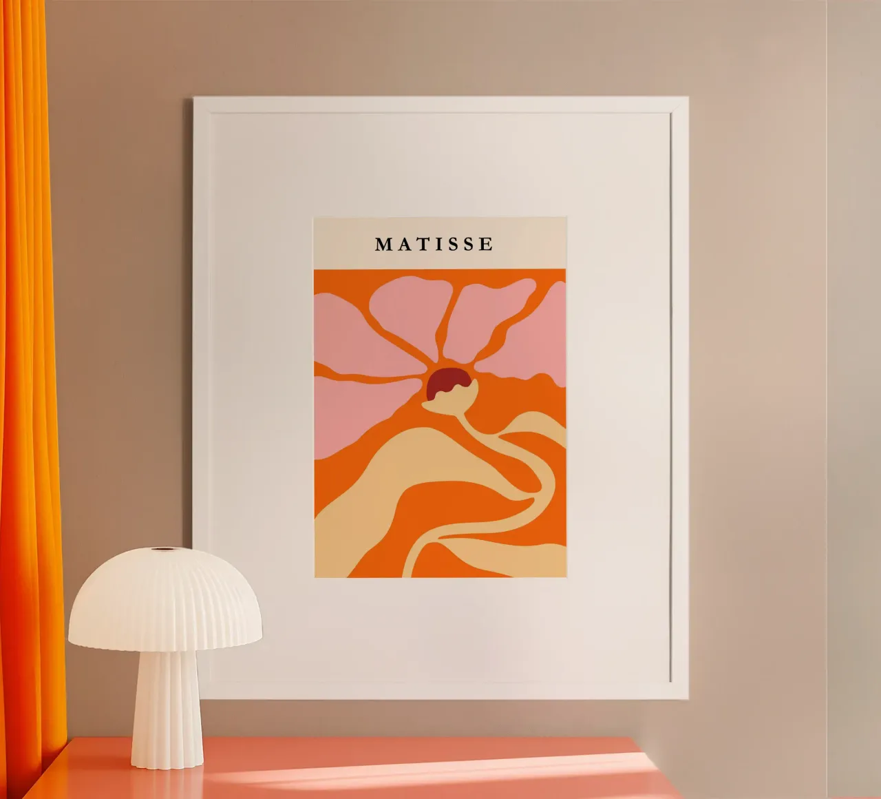 Pop Floral | Matisse-Inspired Orange & Yellow Art Print poster con telaio in plastica da PrintCessStudio