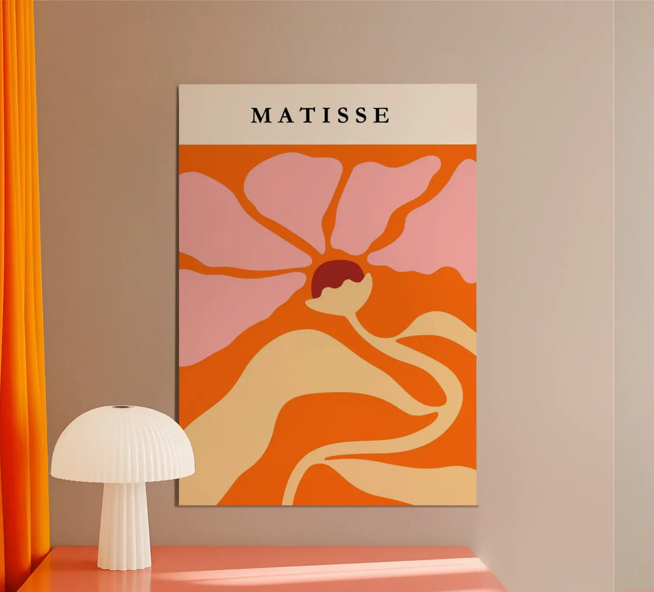 Pop Floral | Matisse-Inspired Orange & Yellow Art Print poster con telaio in plastica da PrintCessStudio