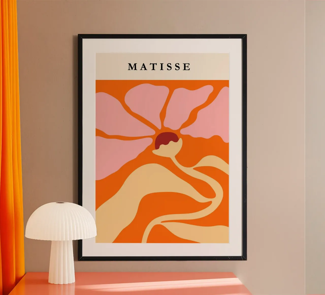 Pop Floral | Matisse-Inspired Orange & Yellow Art Print poster con telaio in plastica da PrintCessStudio
