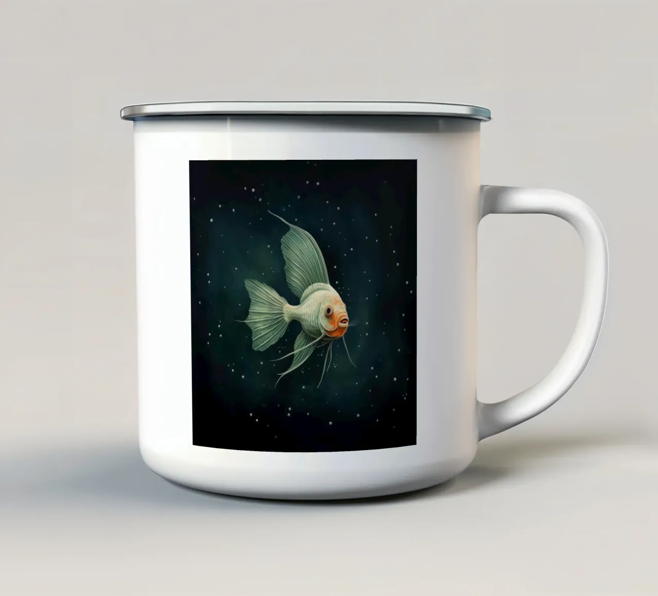 Pesce angelo minimale 2 tazza in smalto da Minimal Animal Art