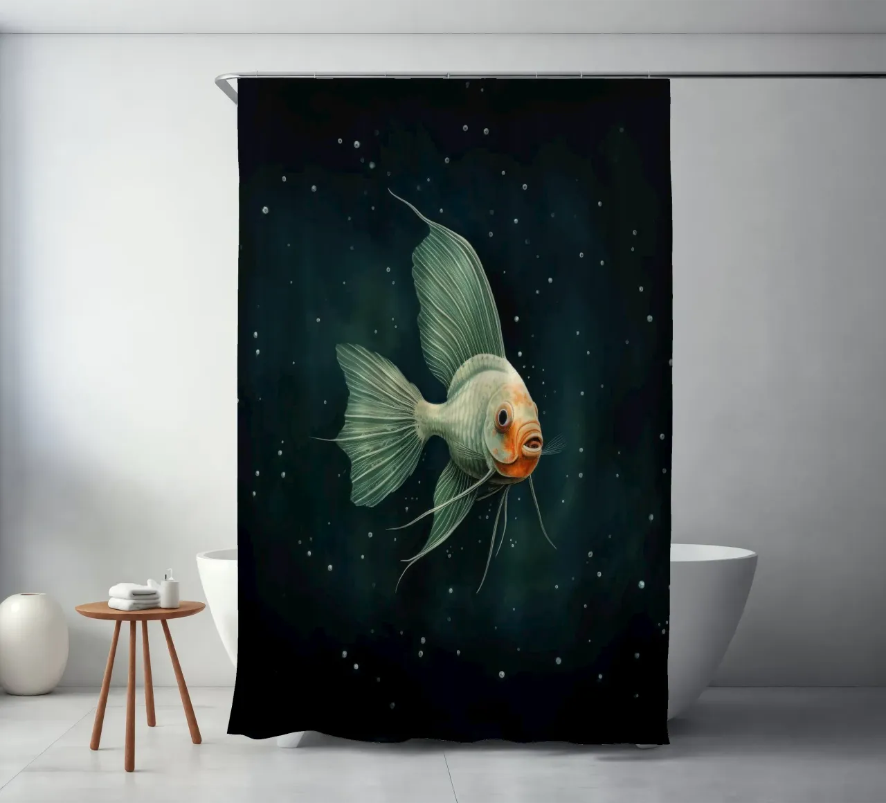 Minimal-Kaiserfisch 2 Duschvorhang von Minimal Animal Art