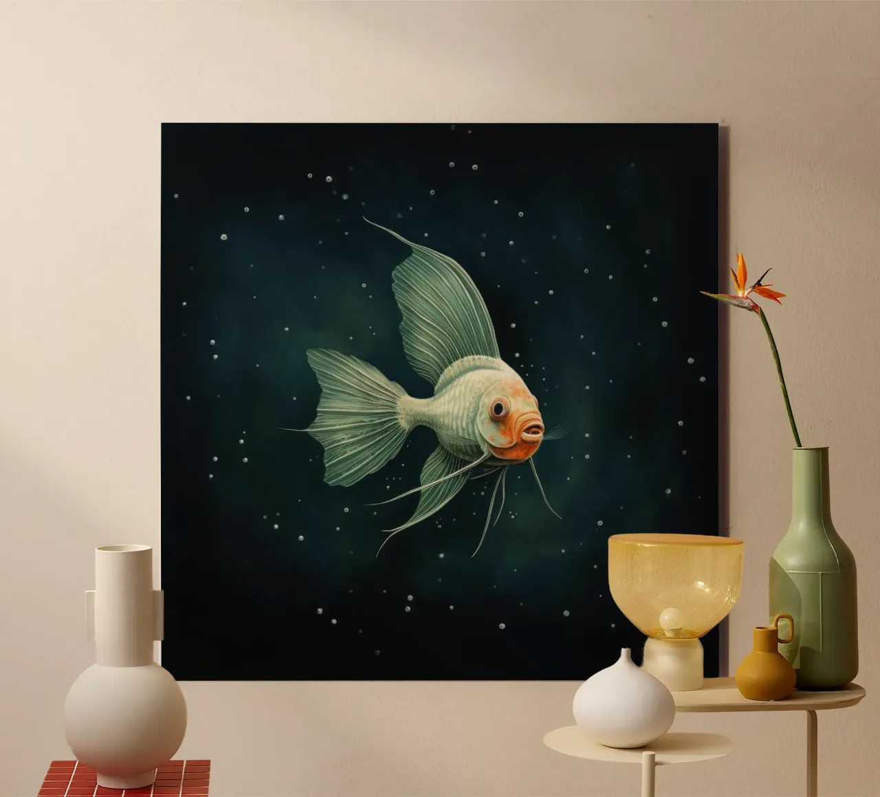 Pesce angelo minimale 2 alluminio dibond da Minimal Animal Art