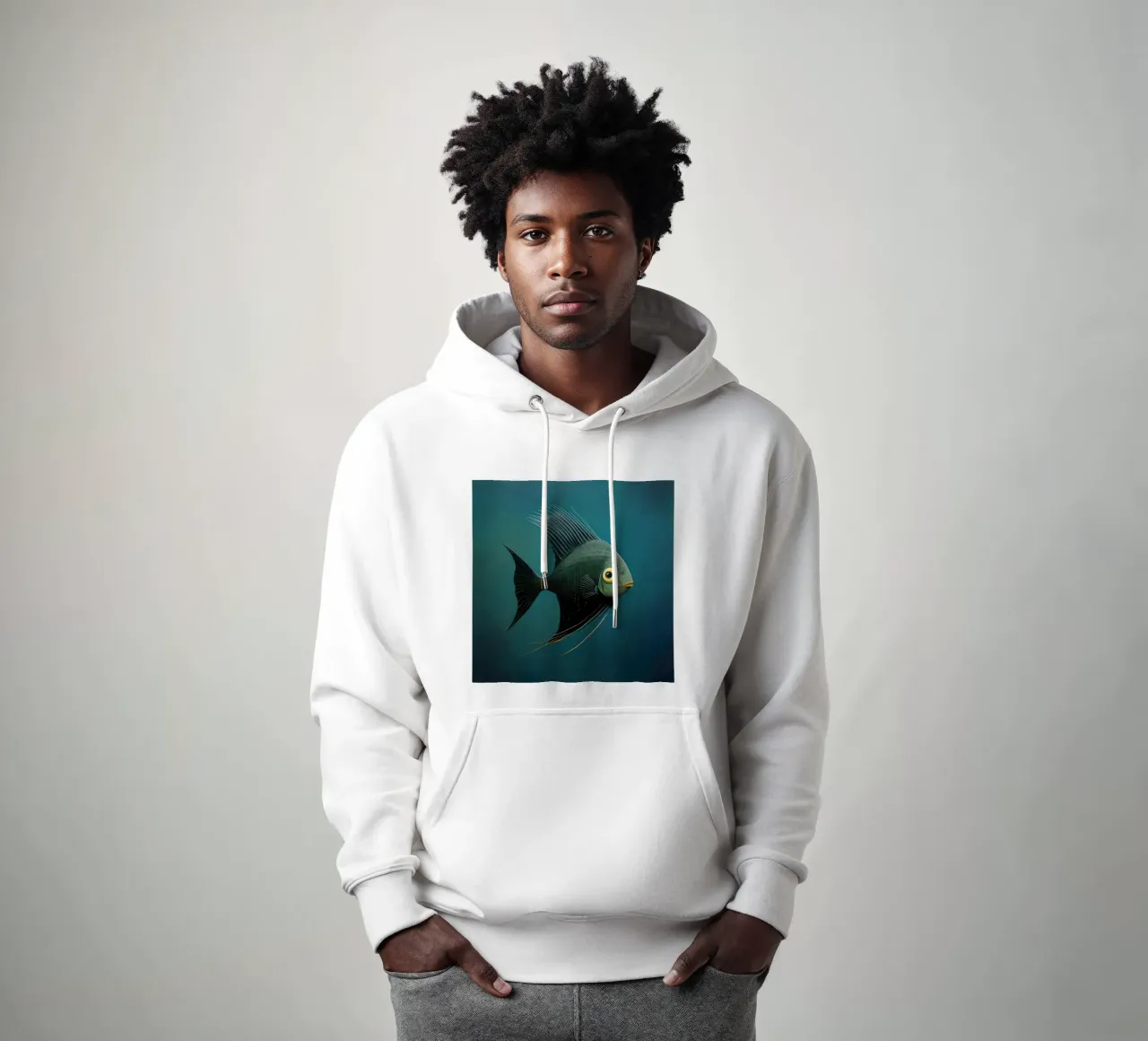 Pesce angelo minimo 3 felpa con cappuccio da Minimal Animal Art