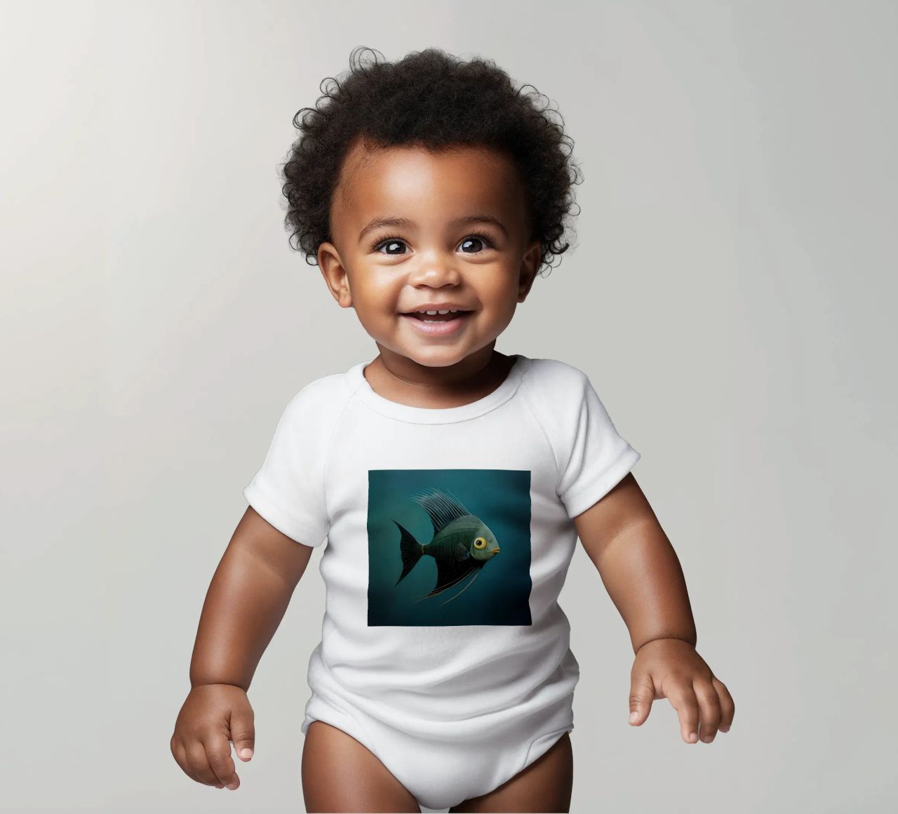 Minimal-Kaiserfisch 3 Kurzarm Babybody von Minimal Animal Art