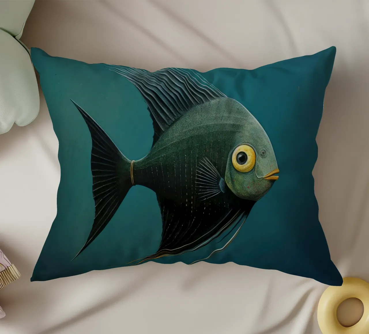 Pesce angelo minimo 3 cuscino da Minimal Animal Art
