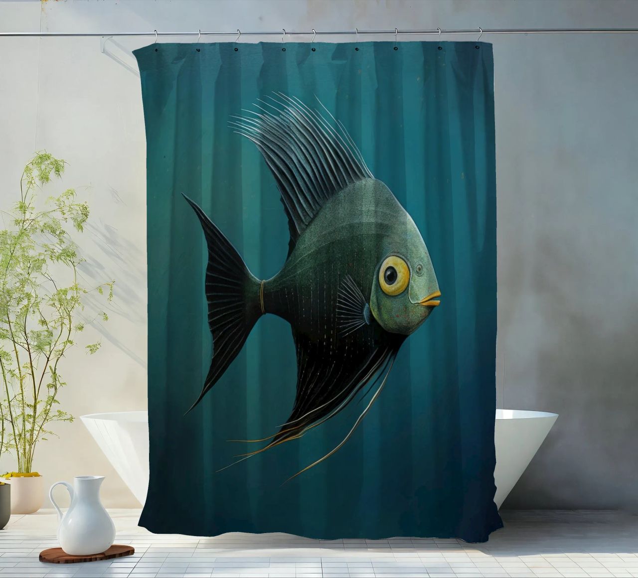 Minimal-Kaiserfisch 3 Duschvorhang von Minimal Animal Art