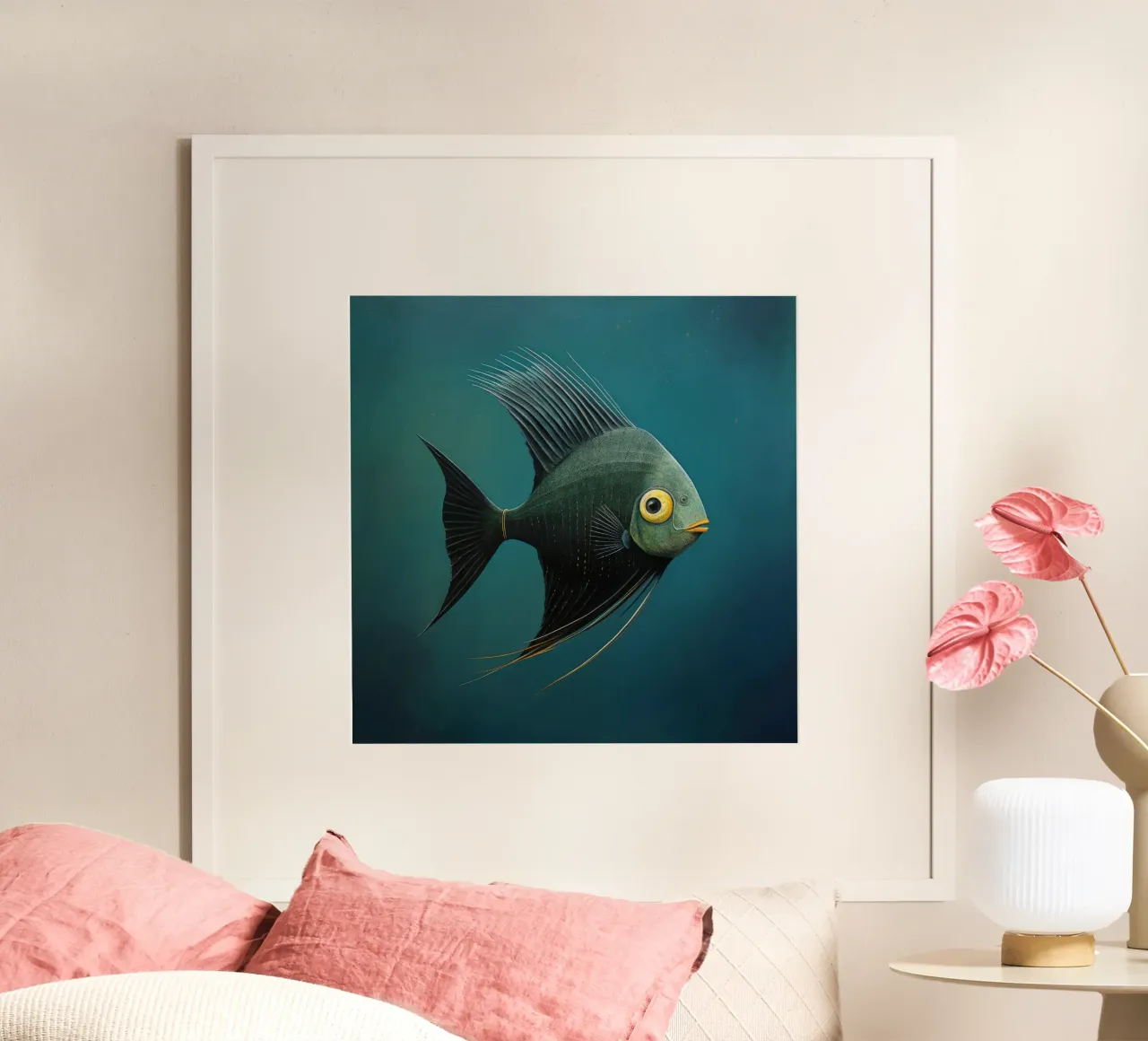 Minimal Angelfish poster da Minimal Animal Art