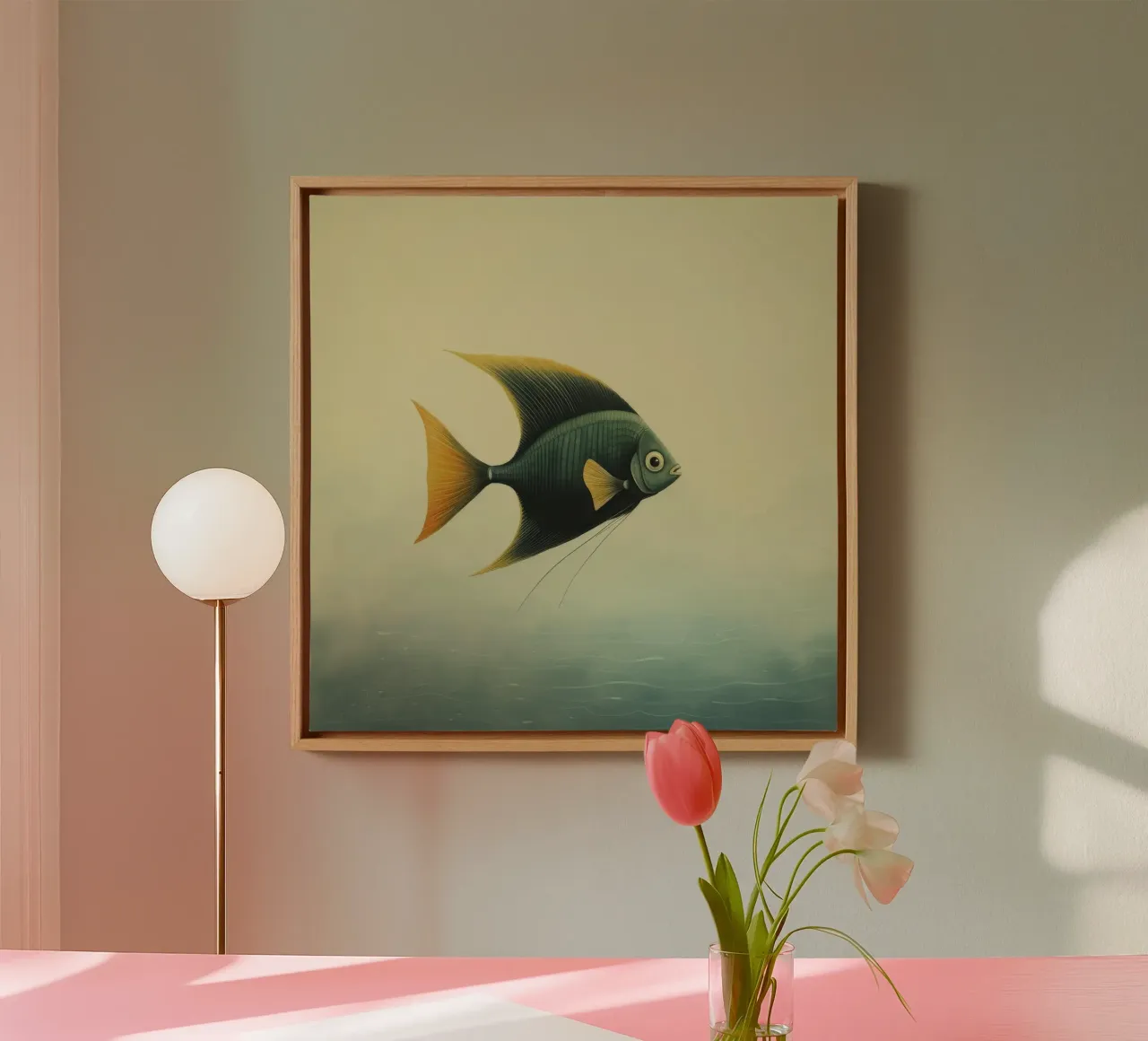 Pesce angelo minimo 4 tela con Cornice a cassetta da Minimal Animal Art
