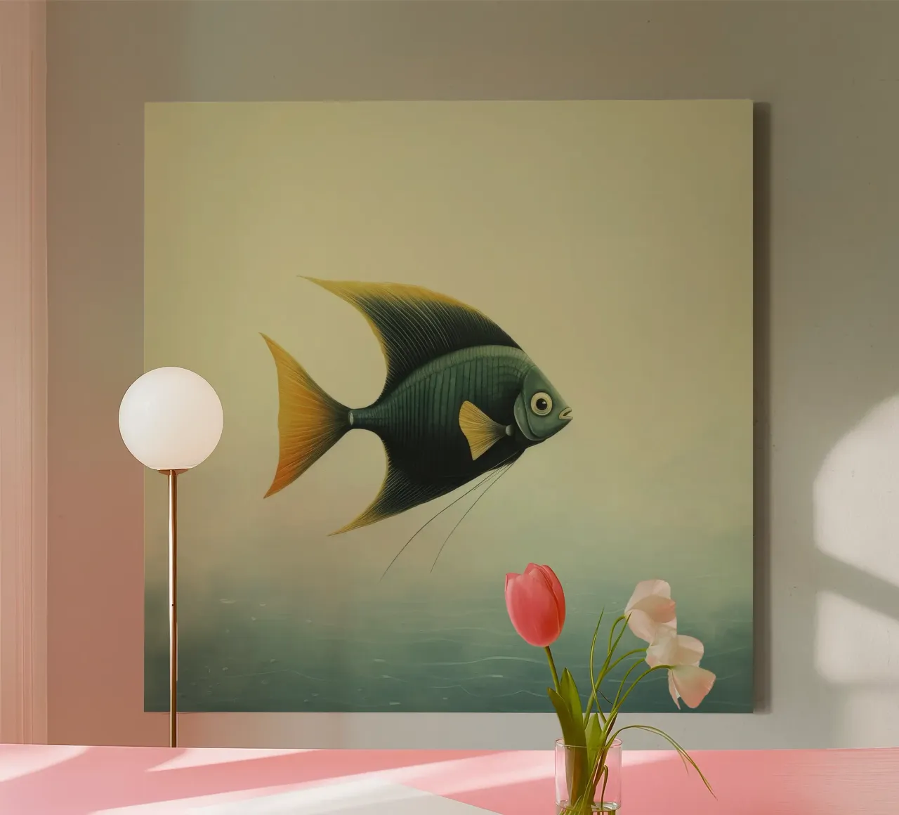 Pesce angelo minimo 4 tela con Cornice a cassetta da Minimal Animal Art