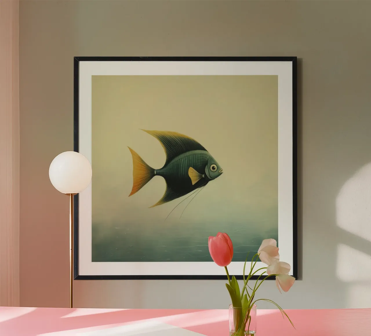 Minimal Angelfish poster da Minimal Animal Art