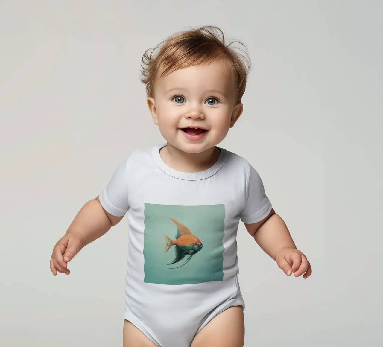 Pesce angelo minimo 1 body neonato maniche corte da Minimal Animal Art