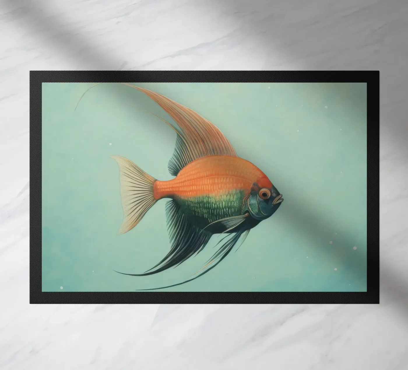 Minimal Angelfish doormat by Minimal Animal Art